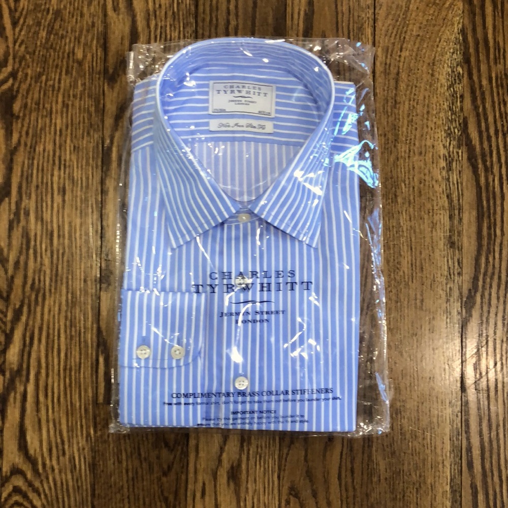 NWT Charles Tyrwhitt striped shirt 17/35 xl